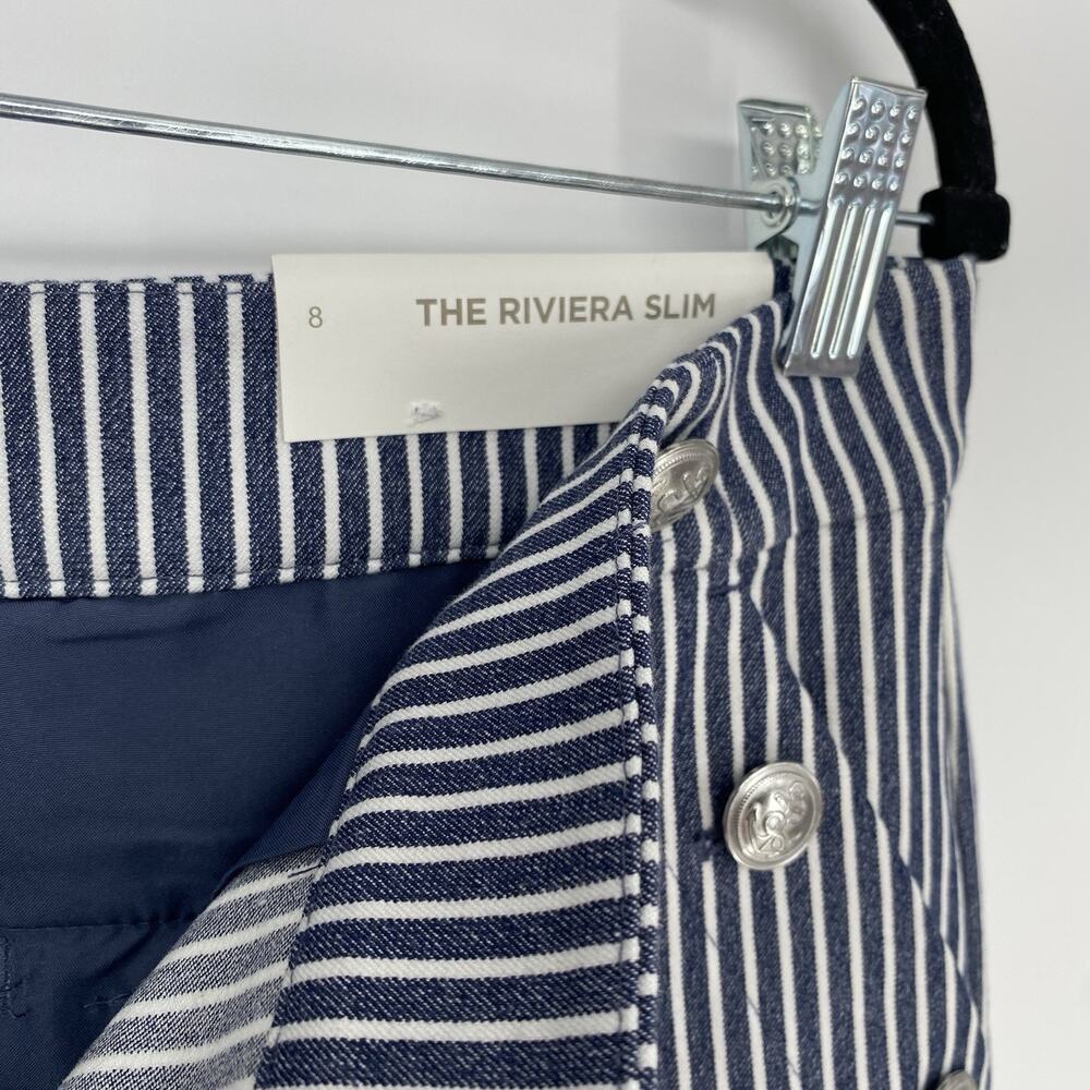 Loft The Riviera Slim Pin Striped Button Front Slacks Pants Women's Size 8 - Picture 8 of 10